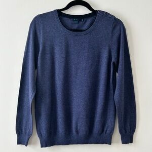 Boden Blue Crewneck Button Shoulder Sweater
